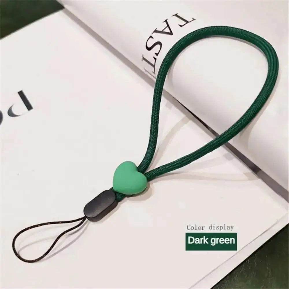 Solid Color Short Love Heart Hanging Rope Adjustable Mobile Phone Phone Strap Colorful Wrist Strap Elastic Mobile Phone Lanyard