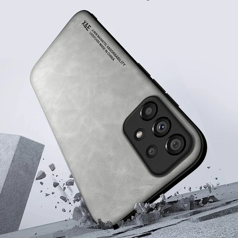 Magnetic Leather Case For Samsung Galaxy S25 S24 S23 S22 Ultra S21 S20 FE Plus Cover Support Car Mount