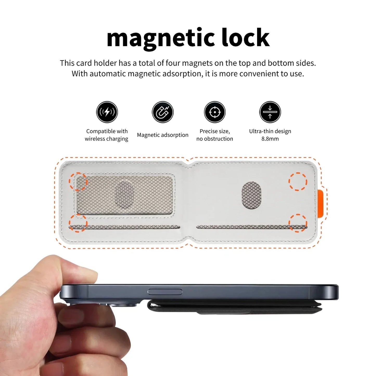 Luxury Leather MagSafe Magnetic Card Holder | RFID Anti-Skimming Wallet for Bank & ID Cards