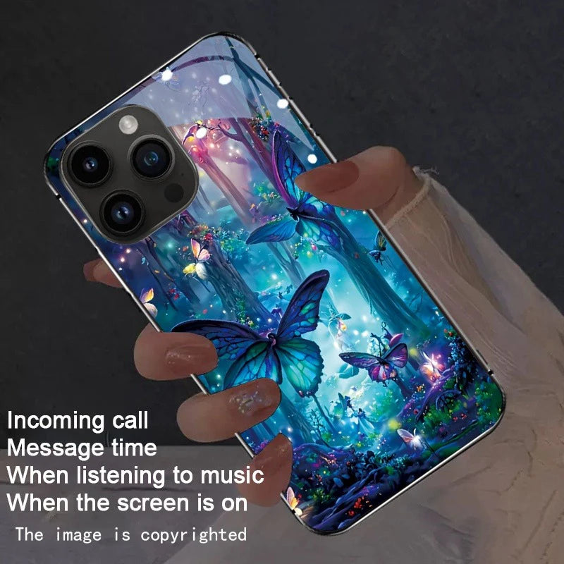 Colorful Butterfly Print Tempered Glass Case for iPhone 7, 8 Plus, X, XR, XS, 11, 12, 13, 14, 15, 16, 17 Pro Max, 16E, 17Air – Luxury Glossy Back Cover