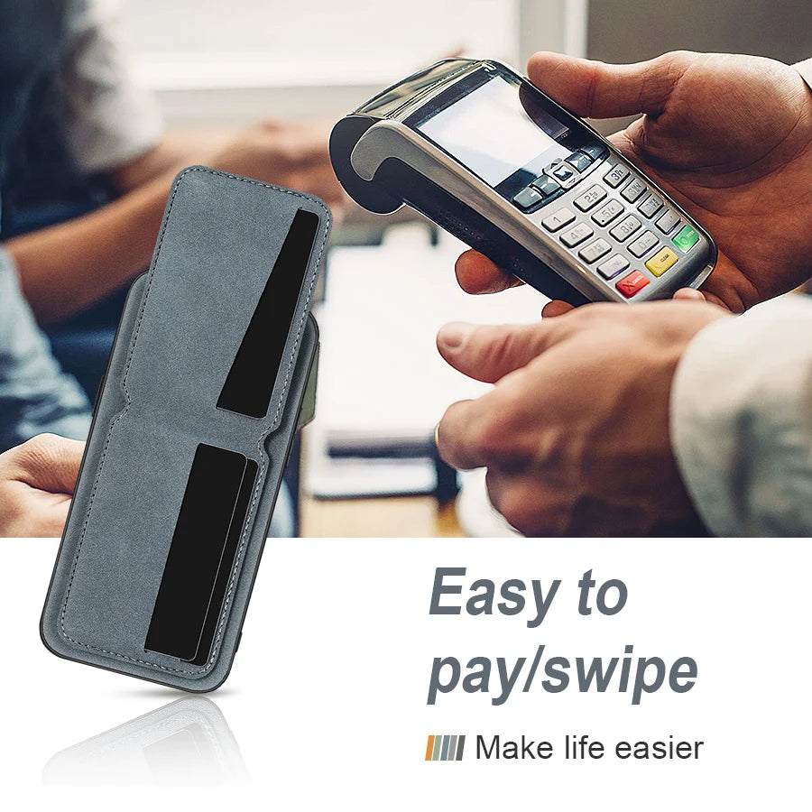 Luxury leather card holder phone case wallet card bag PU leather shockproof back cover