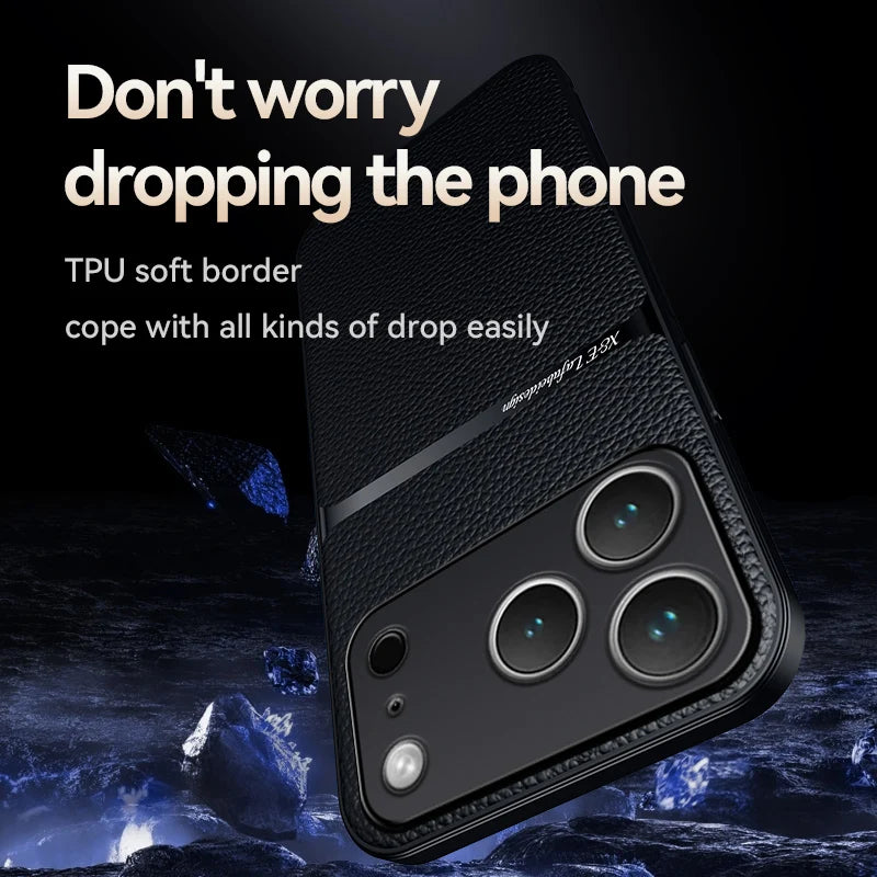 Magnetic Leather Phone Case For iPhone 17 16 13 12 11 Pro Max Cases For iPhone 17 Air 15 14 Pro Max 16 Plus Lens Protector Cover