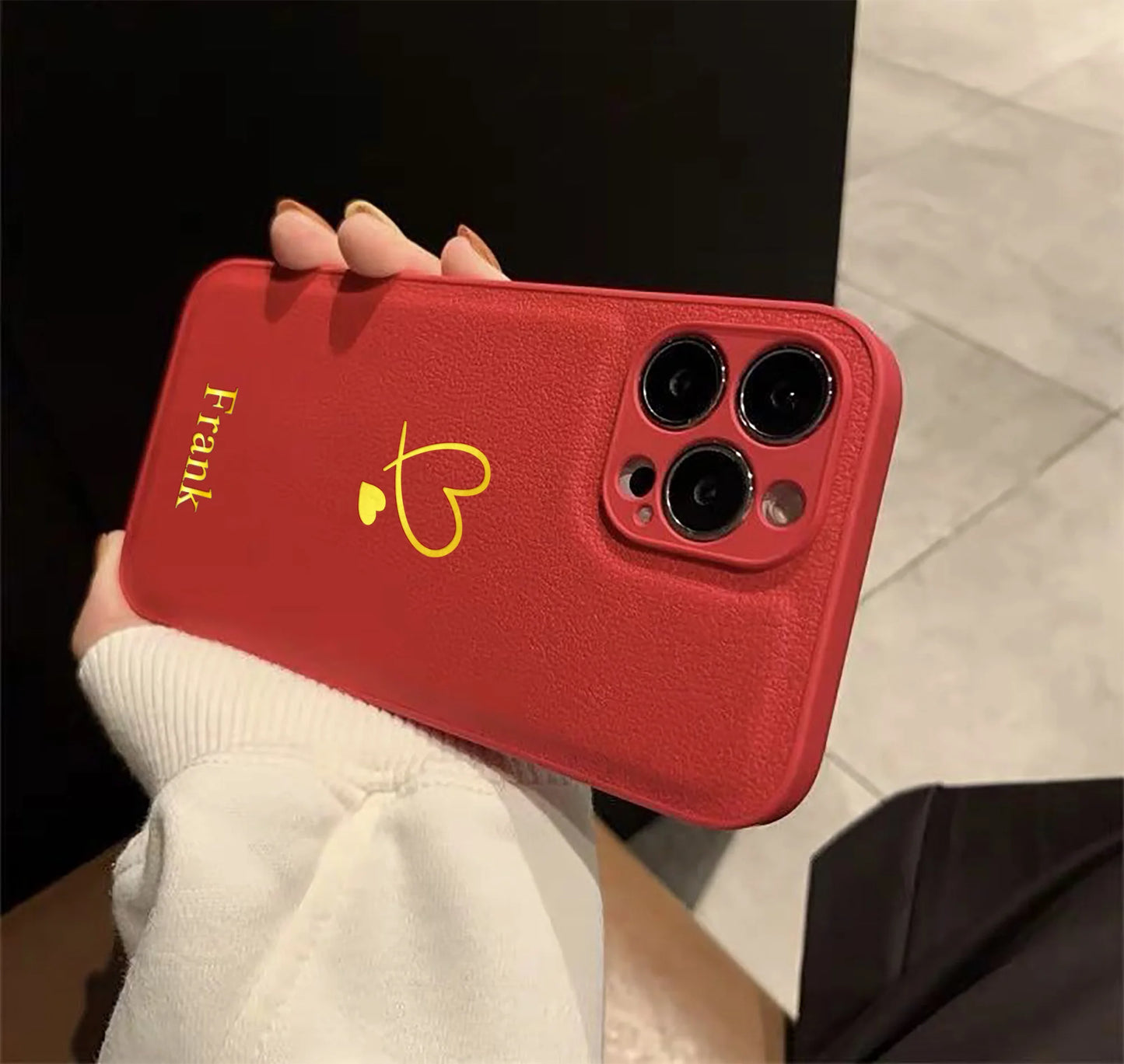 Heartique – Custom Foil Name-Engraved Heart Case for iPhone 17 Pro Max