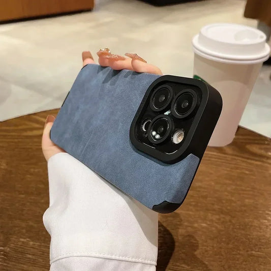 Fashion Phone Case For iPhone 17 Air 16 Pro Max 16 Plus Fur Leather Full Lens Protection Cases Cover