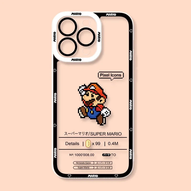 Super Mario Bros Game Case For Iphone 15 Pro Max 16 11 14 13 12 11 Plus Cover Silicone Transparent