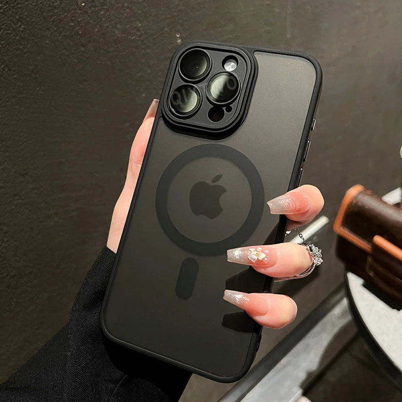 Luxury Matte Armor For Magsafe Magnetic Wireless Charging Case For iPhone 11 12 13 14 15 16 Pro Max Plus Shockproof Cover
