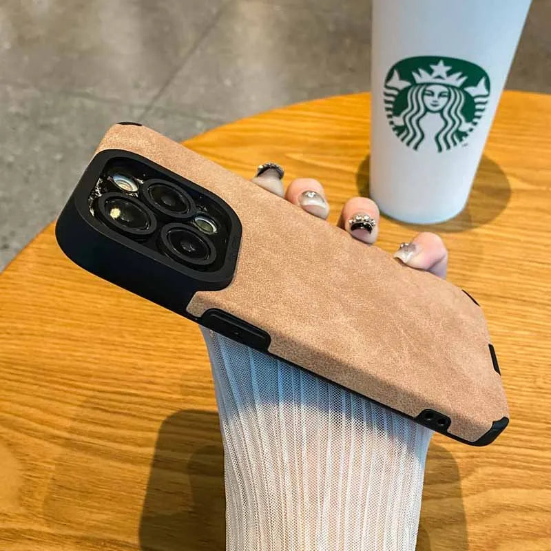 Fashion Phone Case For iPhone 17 Air 16 Pro Max 16 Plus Fur Leather Full Lens Protection Cases Cover