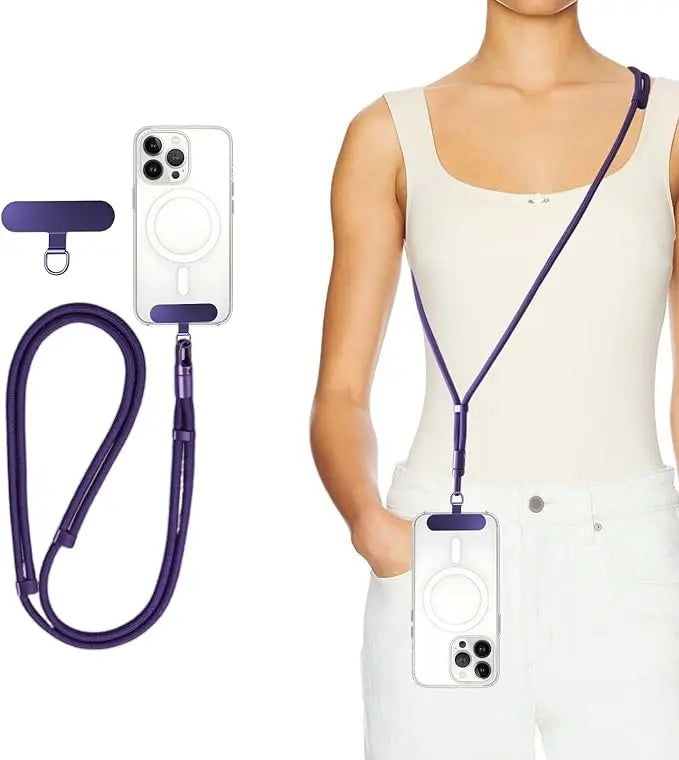 Universal Minimalist Crossbody Phone Lanyard with Adjustable Wrist Strap | Drop-Proof Design & Tether Tabs for All Mobile Phones