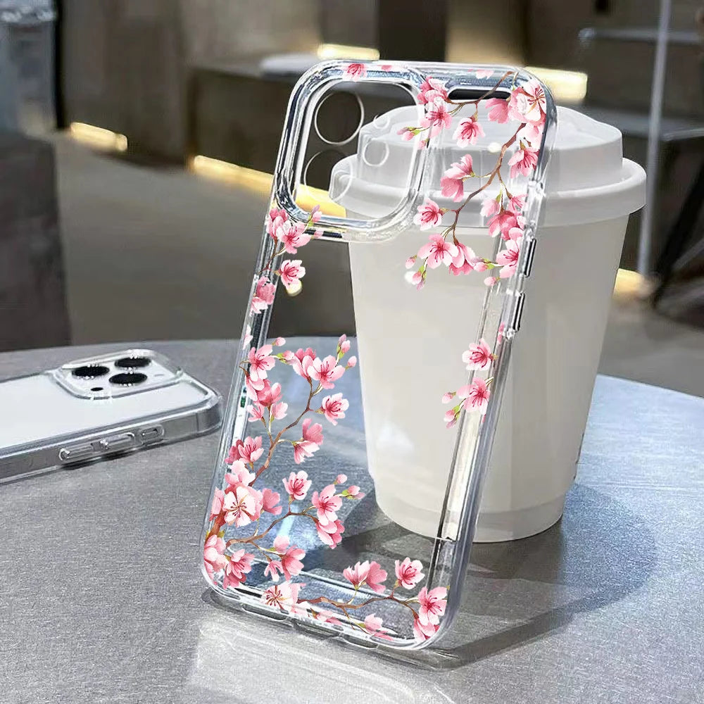 Flower Case For iPhone 11 Cases iPhone 12 13 Pro Max X XR XS Max Plus iPhone Clear Shockproof Cover