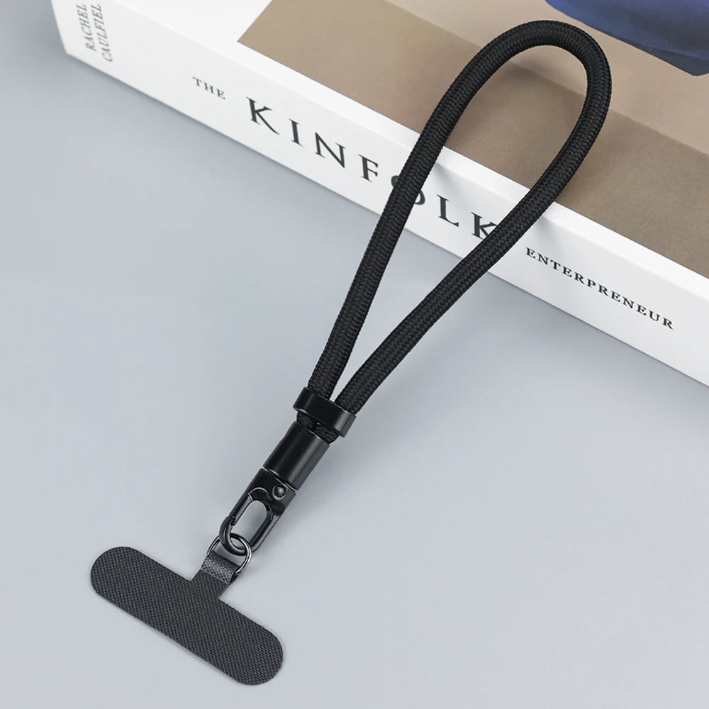 Adjustable Braided Phone Lanyard – Short Detachable Wrist Strap with Patch