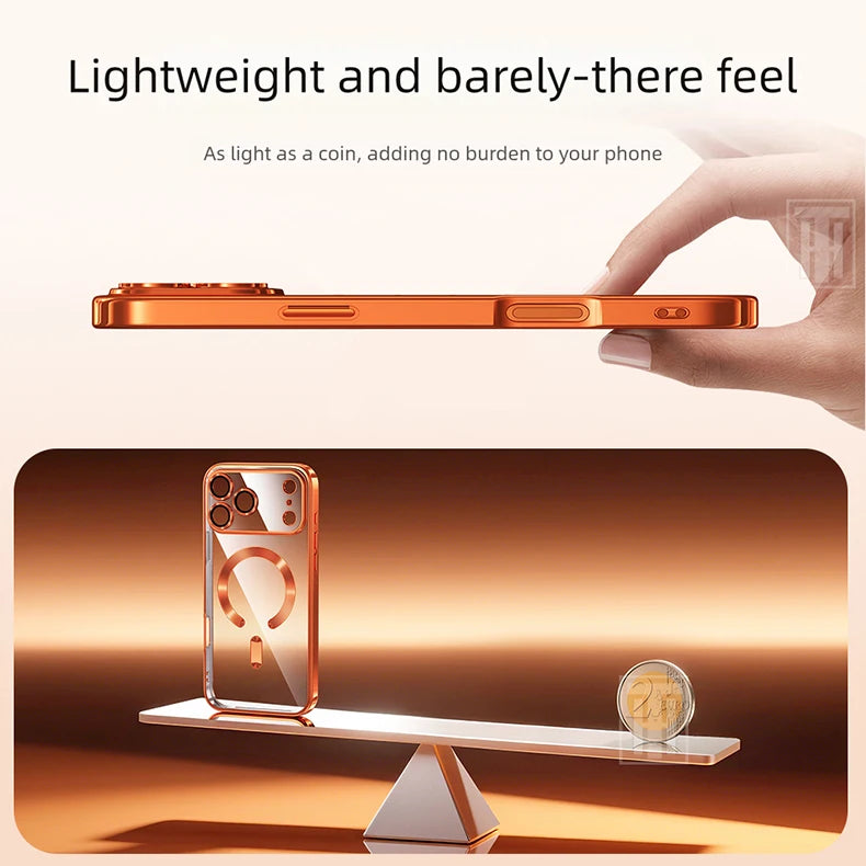 Lightweight Soft TPU Plating Case for iPhone 17 pro max 17 Air 16 15 14 13 12 11 Pro Max Plus Maga safe Magnetic Lens Protect Clear Cover