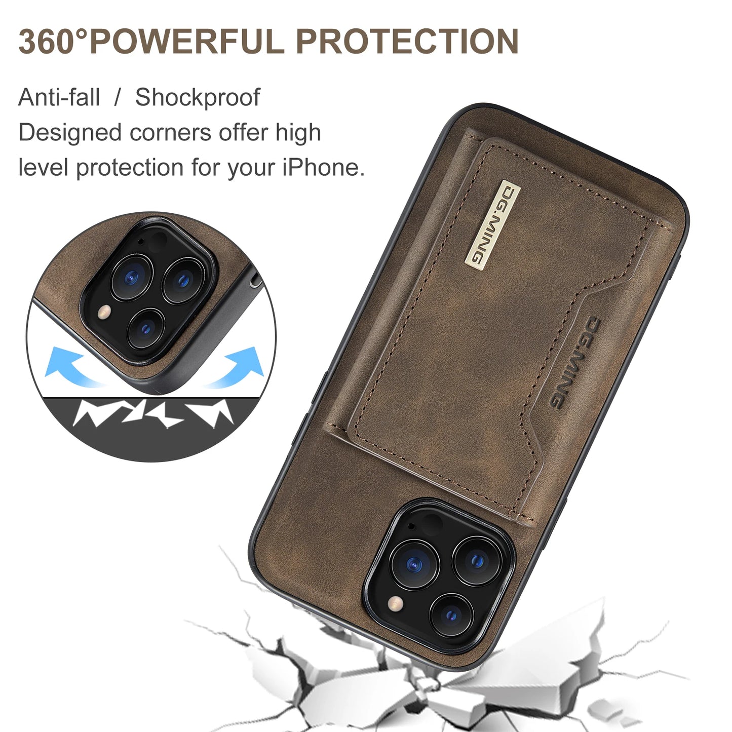 2 In 1 Detachable Magnetic Leather Case for IPhone 16 17 Pro Max 15 Wallet Cover Cards Holder Pocket