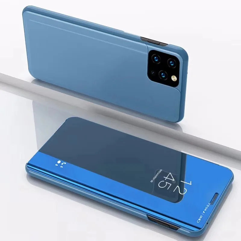 Full Protection Mirror Flip Bracket Phone Case For iPhone 16 17 Air 15 14 Plus 13 12 11 17 Pro Max 7 8 16E Shockproof Back Cover