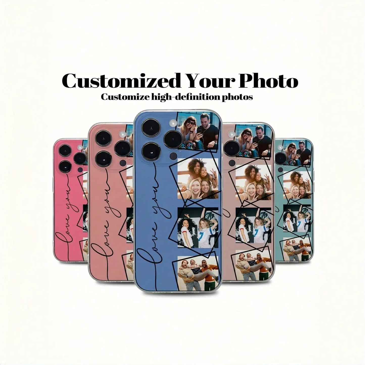 Personalized TPU Shockproof Case for iPhone 16, 15, 14, 13, 12, 11, XS, XR, X, Plus – DIY Custom Back Cover