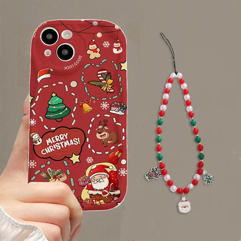Christmas Tree Chain Phone Case for iPhone 15–16-17 Series | Soft Winter Holiday Cover