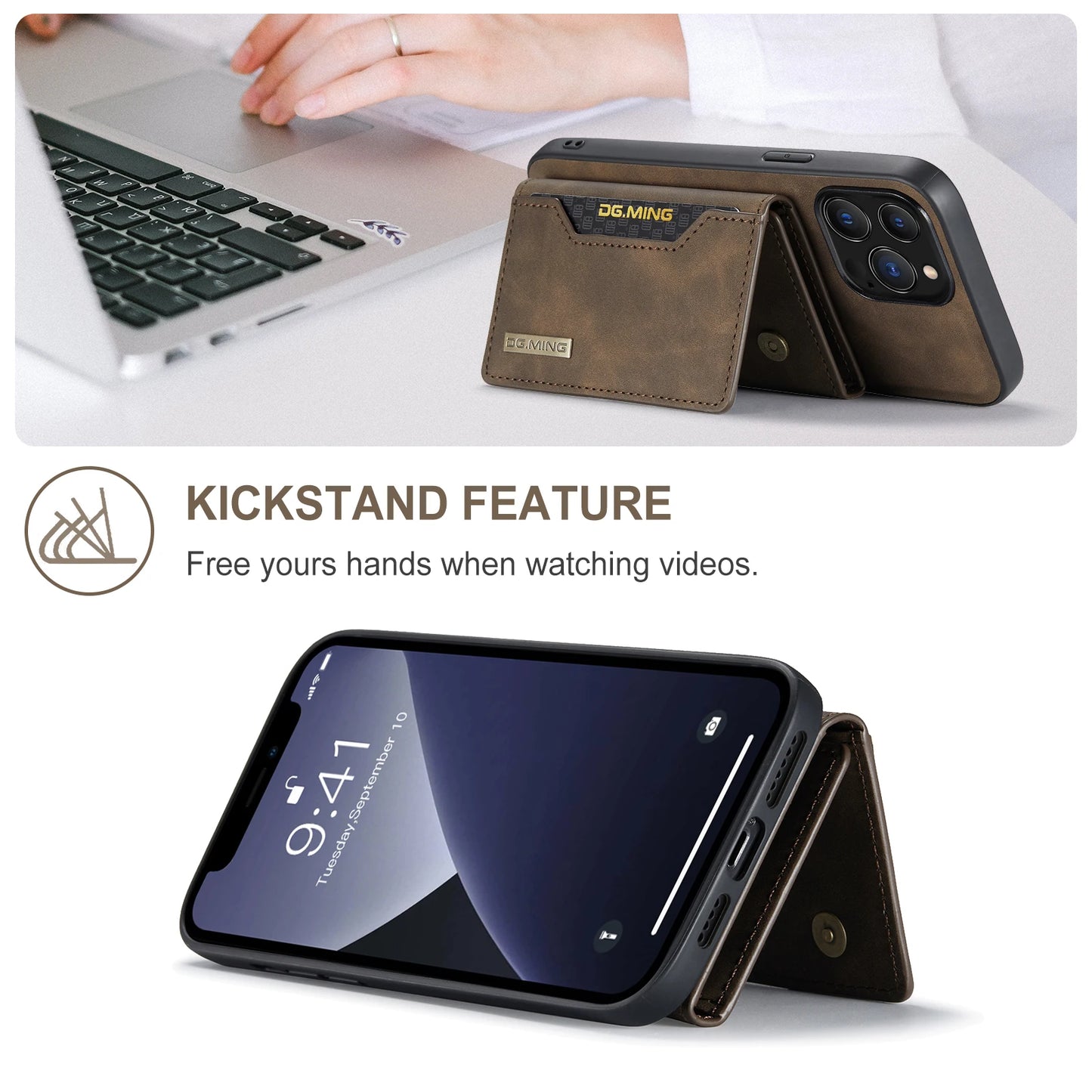 2 In 1 Detachable Magnetic Leather Case for IPhone 16 17 Pro Max 15 Wallet Cover Cards Holder Pocket