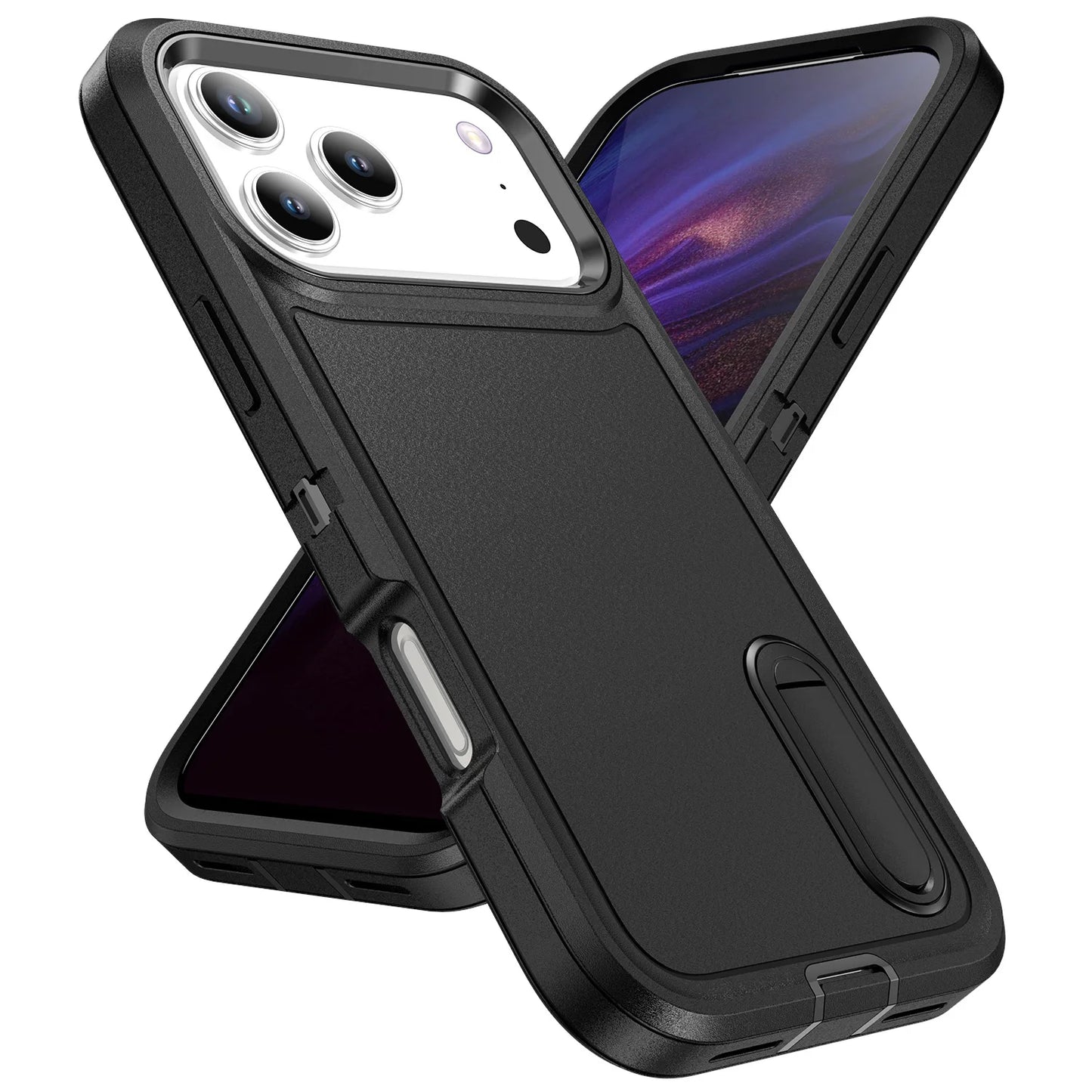 3IN1 Hybrid Military Anti-Shock Strong Case For iPhone 17 16 Pro Max 15 Plus 16E 17 Air PC Hard Holder Phone Cover