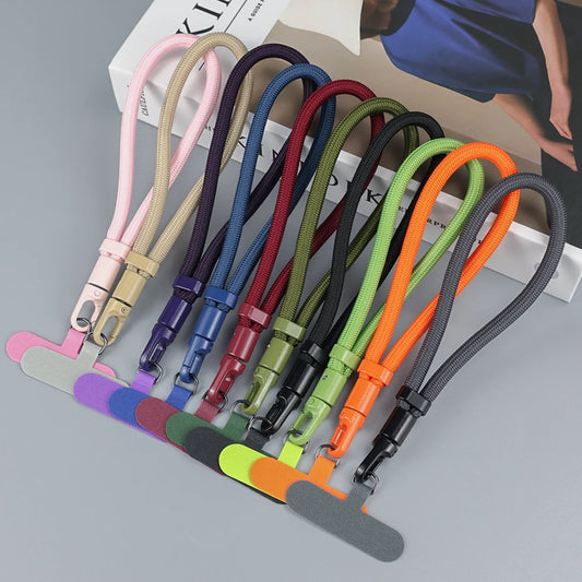 Adjustable Braided Phone Lanyard – Short Detachable Wrist Strap with Patch