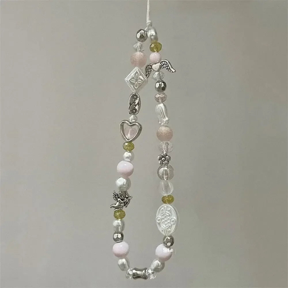 Beaded Phone Charm Strap – Handmade Star & Pearl Lanyard