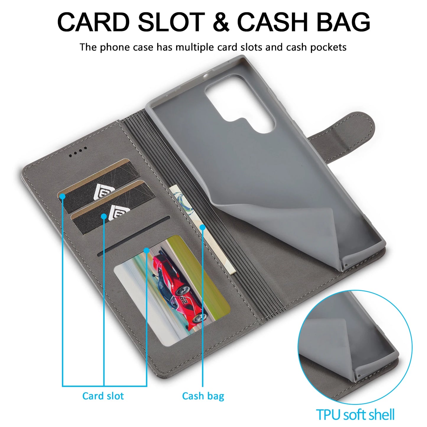 Leather Wallet Case For Samsung Galaxy S25 S24 S23 S22 Ultra S21 S20 FE S10 S9 Plus Note20 10 Plus Business Flip Card Cover