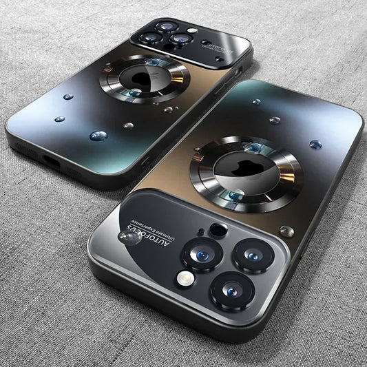 New Titanium Metallic Luxury Matte Case For iPhone 16 15 14 13 12 11 Pro Max Plus For Magsafe Glass Lens Camera Protection Cover