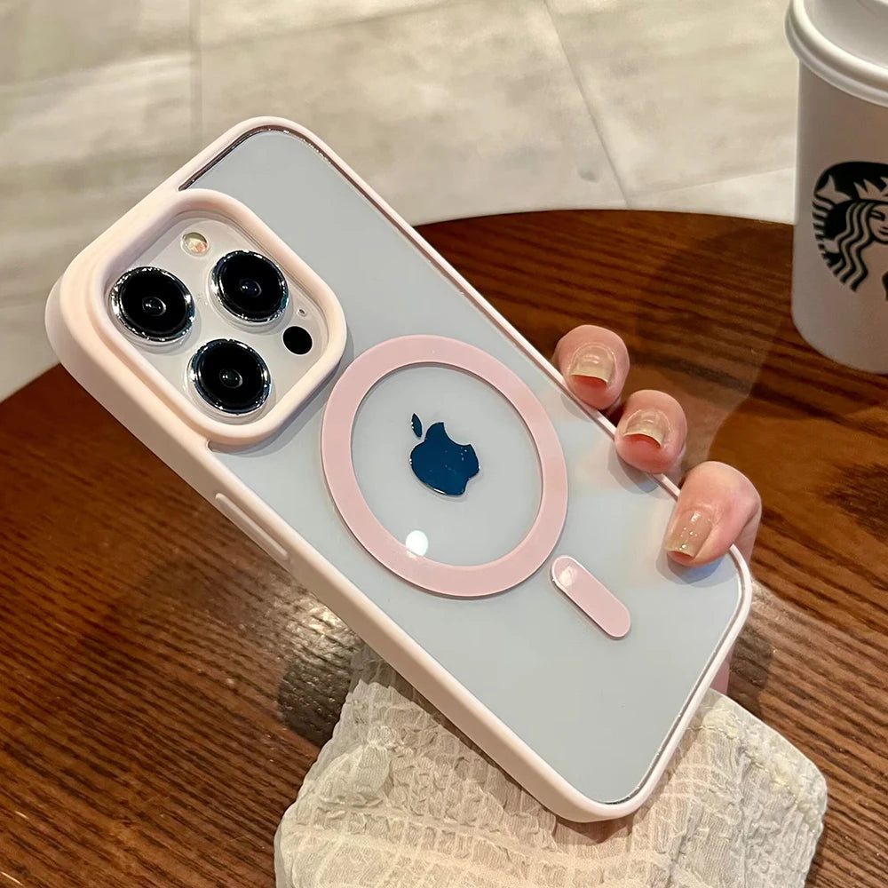Luxury For Magsafe Transparent Case For iPhone 16 15 14 Max Plus Magnetic Wireless Charge Cases Cover
