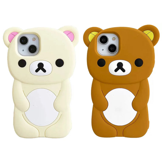 Rilakkuma Bear Silicone Soft Cover Case For iPhone 17 16 15 14 13 12 11 Pro Max mini Plus Xs XR 6 7 8 Plus