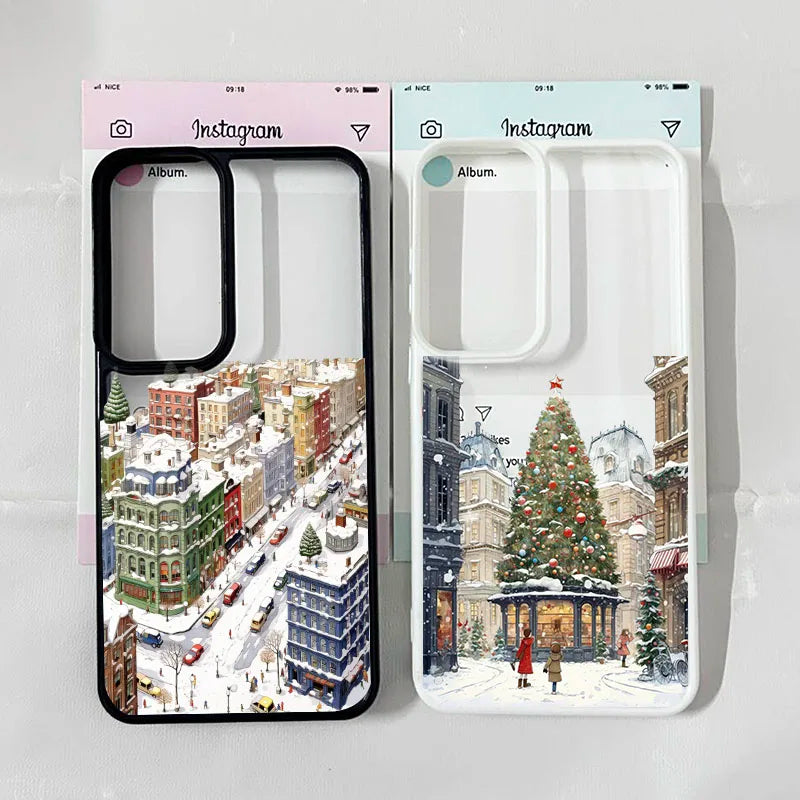Cute Winter Snow Christmas Santa Case for Samsung Galaxy S23–S25 Series | Clear Holiday Phone Cover