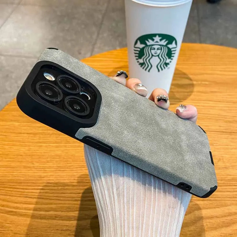 Fashion Phone Case For iPhone 15 14 13 12 11 Pro Max Fur Leather Full Lens Protection Cases Cover