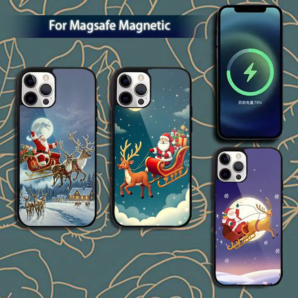 Christmas Santa Claus Phone Case for iPhone 11–17 Series | MagSafe Magnetic Wireless Charging Cover