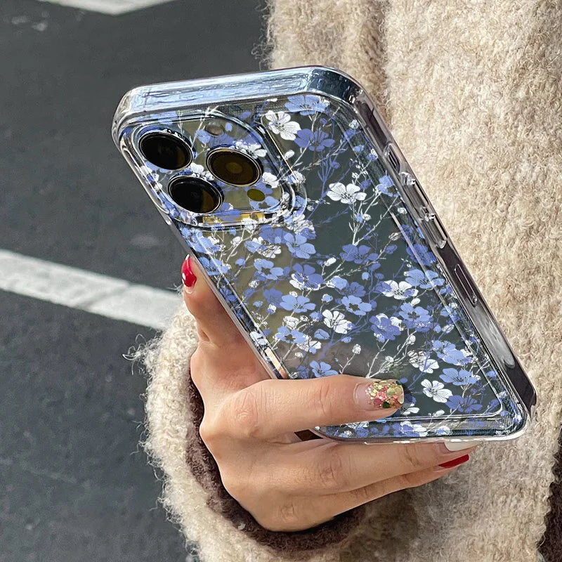 Flower Case For iPhone 11 Cases iPhone 12 13 Pro Max X XR XS Max Plus iPhone Clear Shockproof Cover