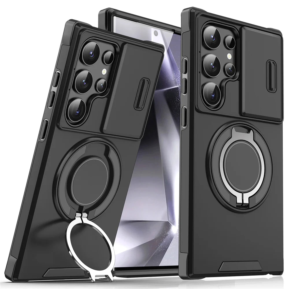 Slide Camera Protection Magnetic Stand Phone Case for Samsung S25 Edge S24 S23 Plus S21 S22 Ultra FE A54 A15 A14 A05 A05S Cover
