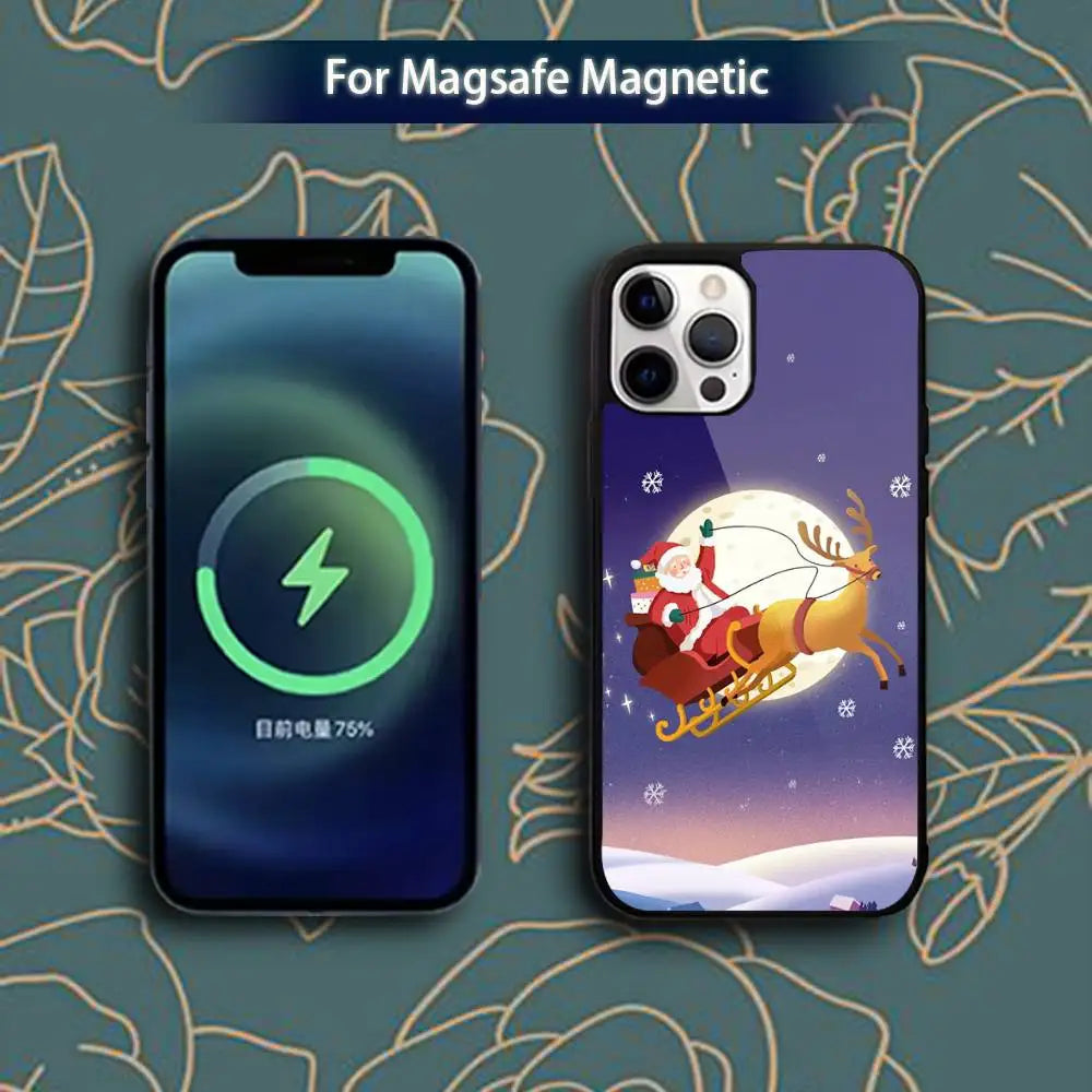 Christmas Santa Claus Phone Case for iPhone 11–17 Series | MagSafe Magnetic Wireless Charging Cover
