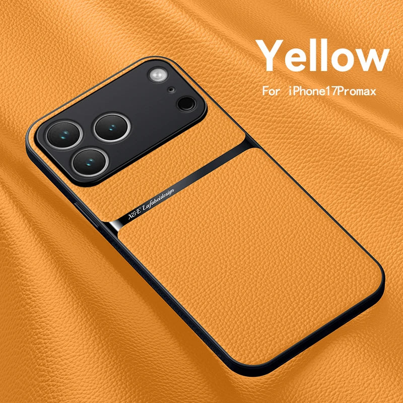 Magnetic Leather Phone Case For iPhone 17 16 13 12 11 Pro Max Cases For iPhone 17 Air 15 14 Pro Max 16 Plus Lens Protector Cover