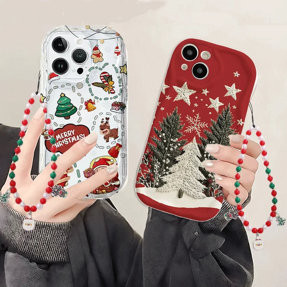 Christmas Tree Chain Phone Case for iPhone 15–16-17 Series | Soft Winter Holiday Cover