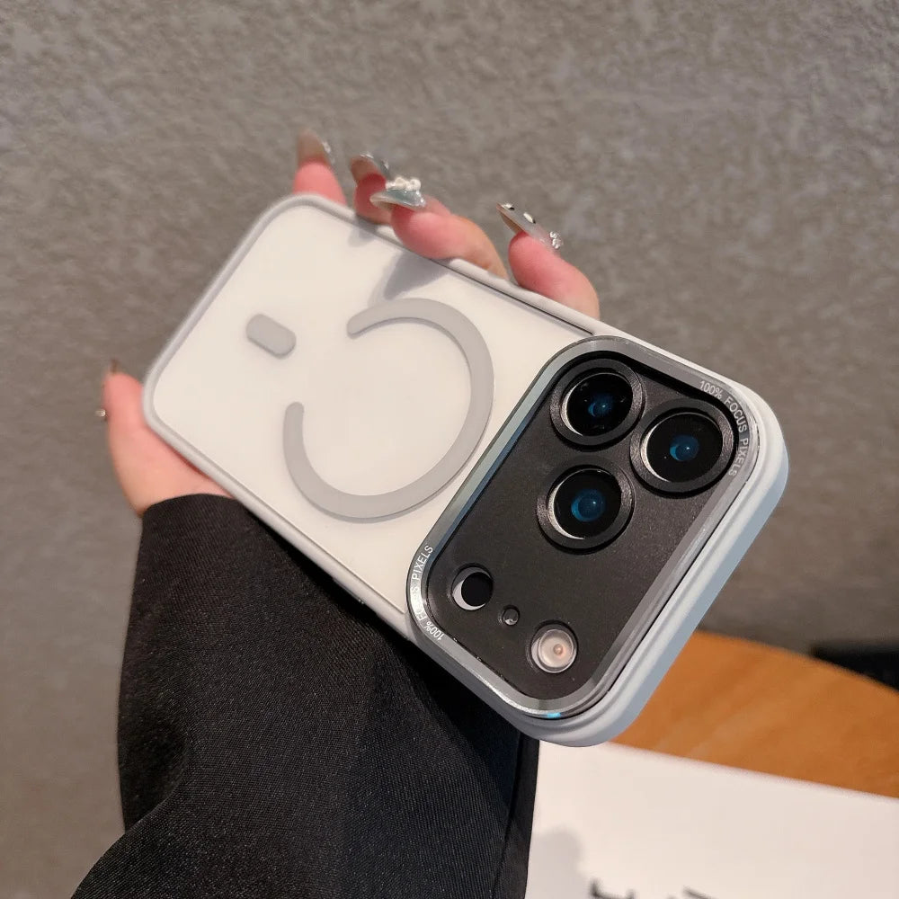 Business Transparent Magsafe Case for iPhone 17 16 15 Pro Max Plating Camera Protection Cover for iPhone 17 Air