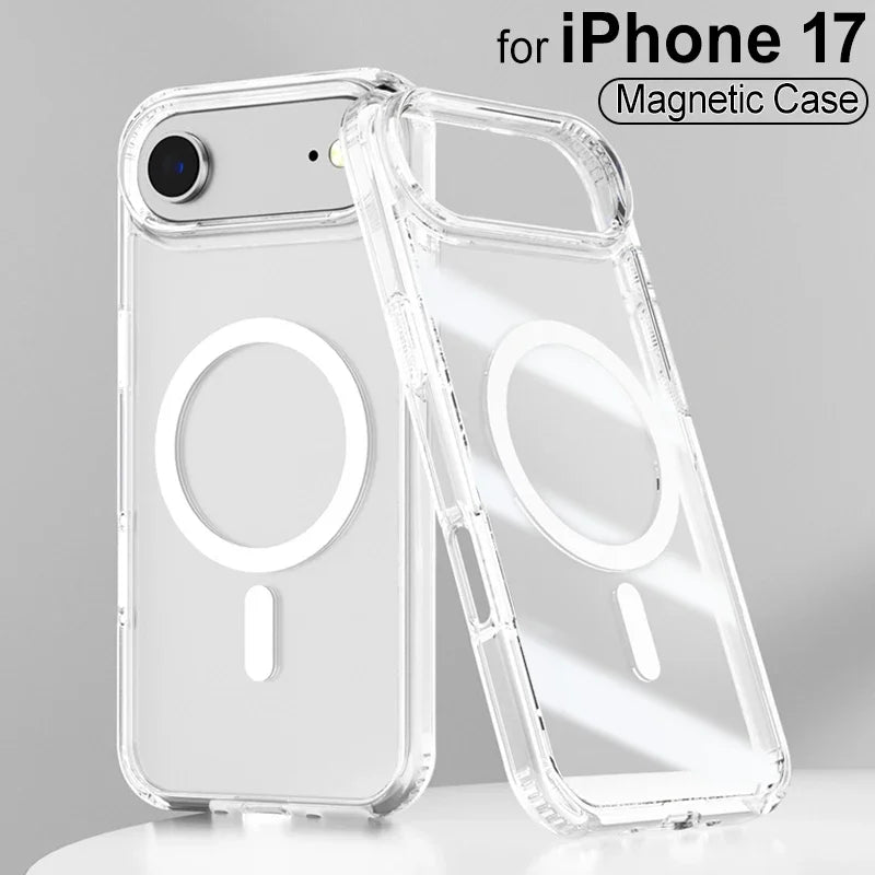 Strong Magnetic Case For iPhone 17 Pro Max/17Pro/17Air Transparent Phone Cover For iPhone 17 Suit for Magsafe Charging Shell