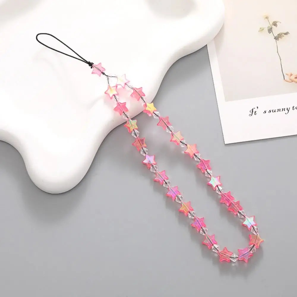 Beaded Phone Charm Strap – Handmade Star & Pearl Lanyard