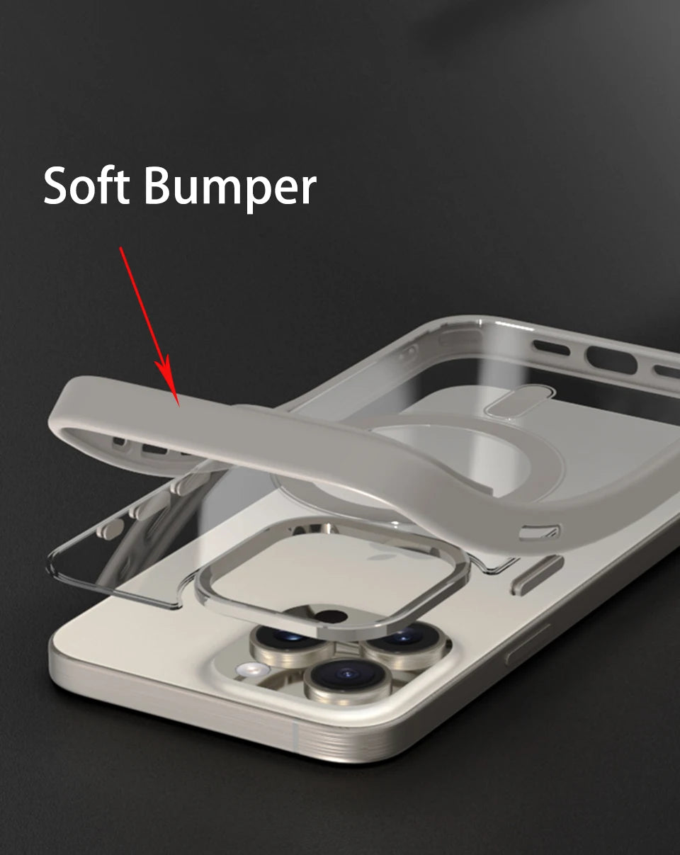 Luxury For Magsafe Transparent Case For iPhone 16 15 14 Max Plus Magnetic Wireless Charge Cases Cover