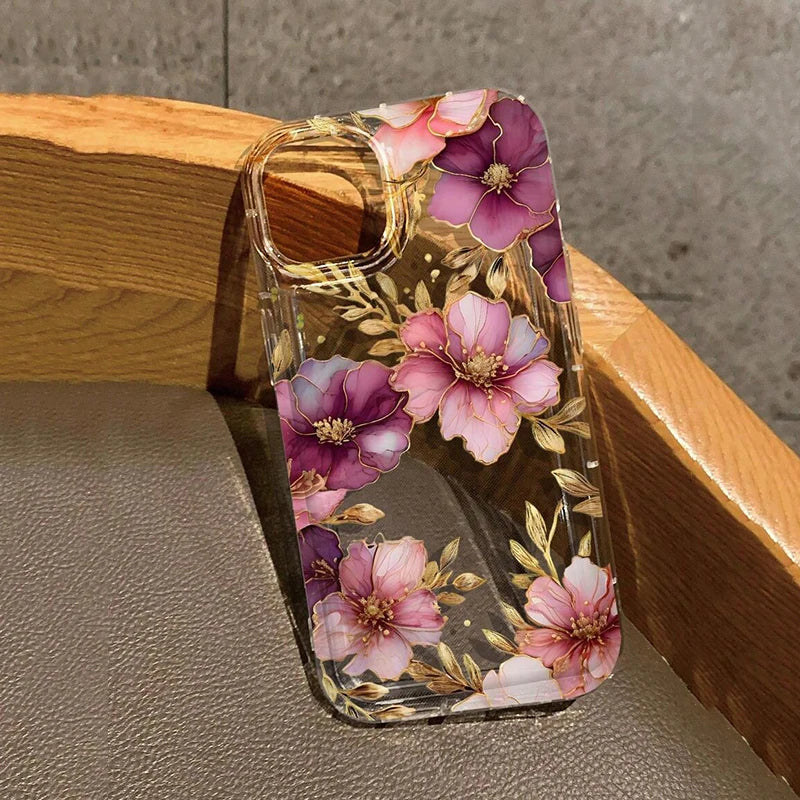 Pink Trumpet Flower Transparent Shockproof Soft TPU Phone Case For IPhone 16 Pro Max 15 14 13 12 11 XS X XR 7 8 Plus SE2020 Case