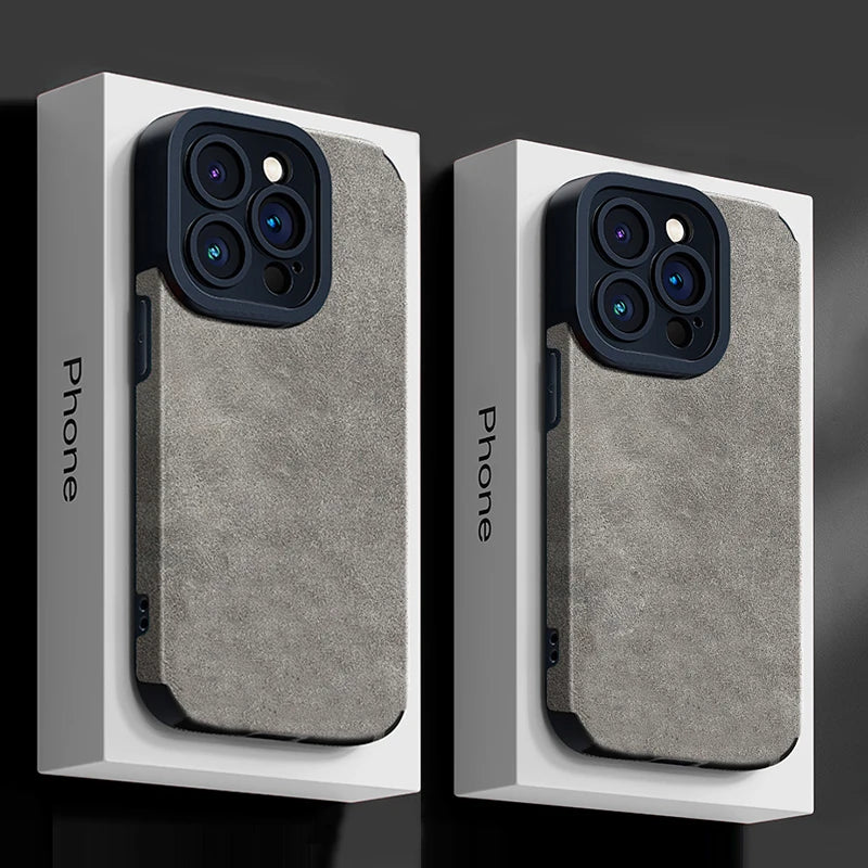 Fashion Phone Case For iPhone 17 Air 16 Pro Max 16 Plus Fur Leather Full Lens Protection Cases Cover