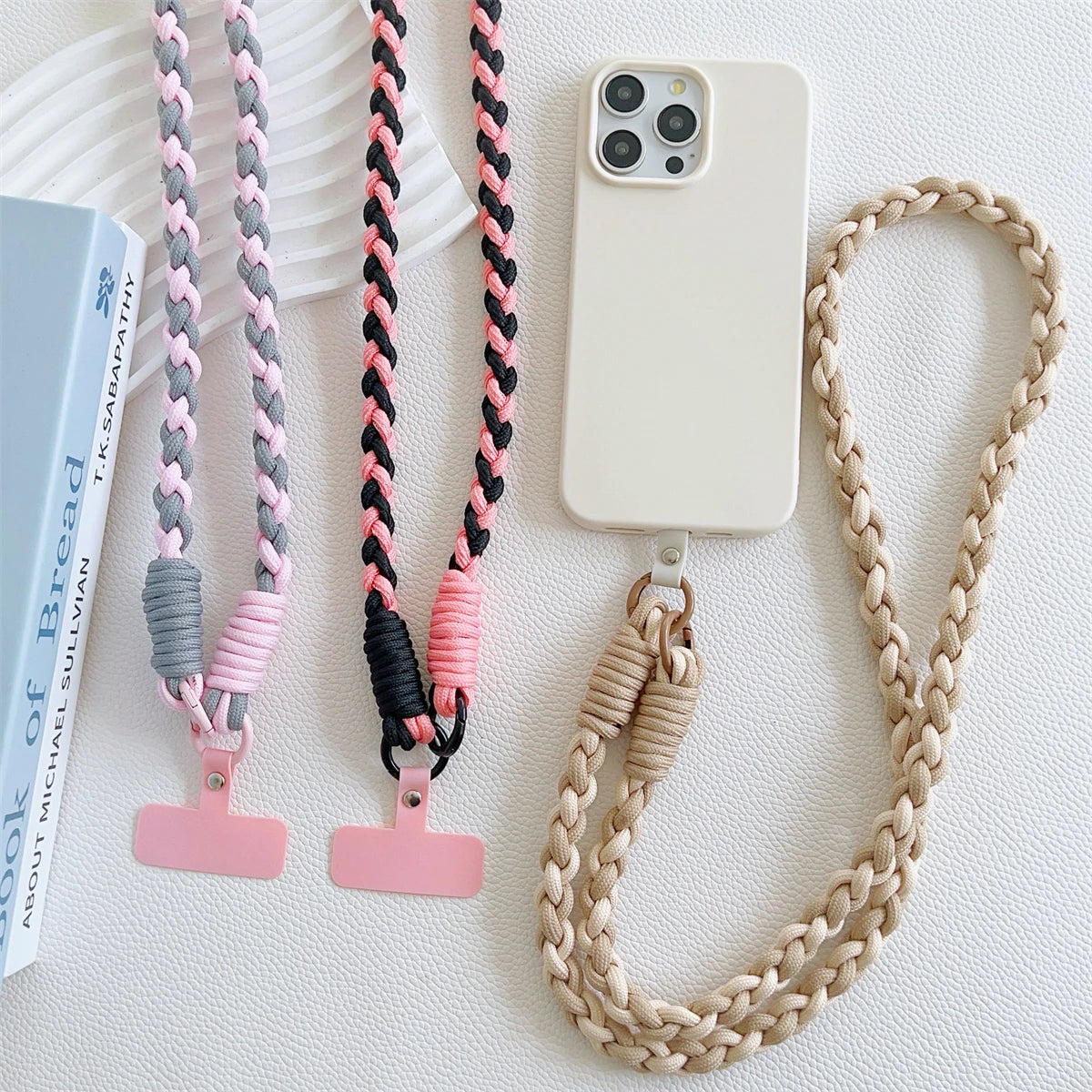 Colorful Braided Crossbody Lanyard Strap with Keychain & Patch – Universal Phone Accessory