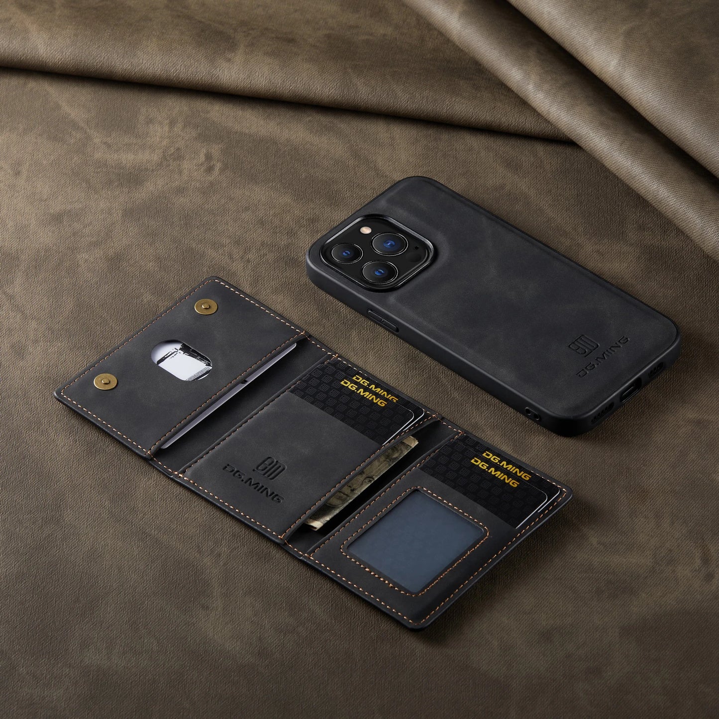 2 In 1 Detachable Magnetic Leather Case for IPhone 16 17 Pro Max 15 Wallet Cover Cards Holder Pocket