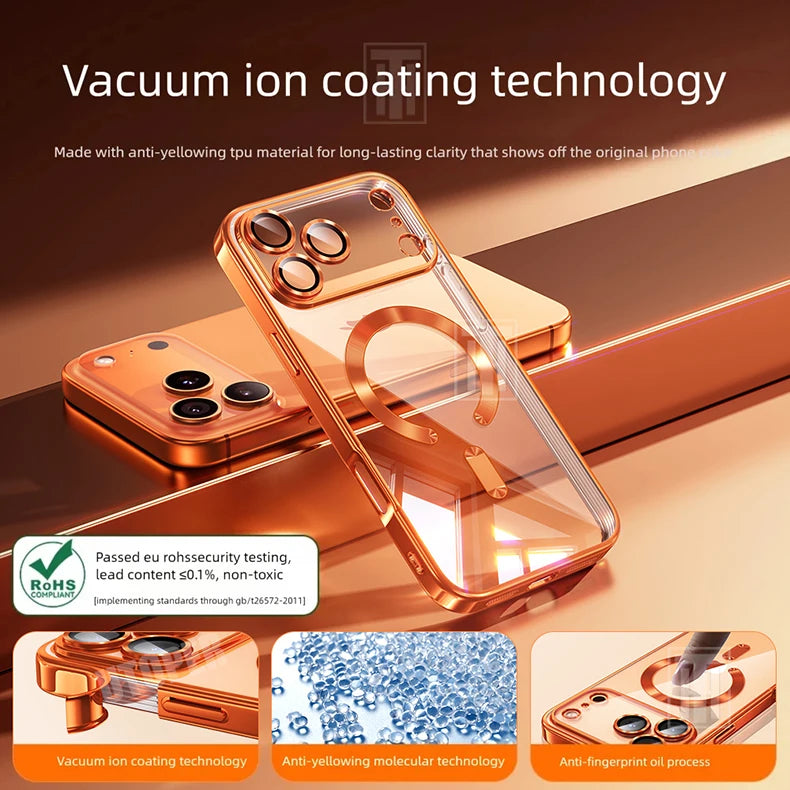Lightweight Soft TPU Plating Case for iPhone 17 pro max 17 Air 16 15 14 13 12 11 Pro Max Plus Maga safe Magnetic Lens Protect Clear Cover