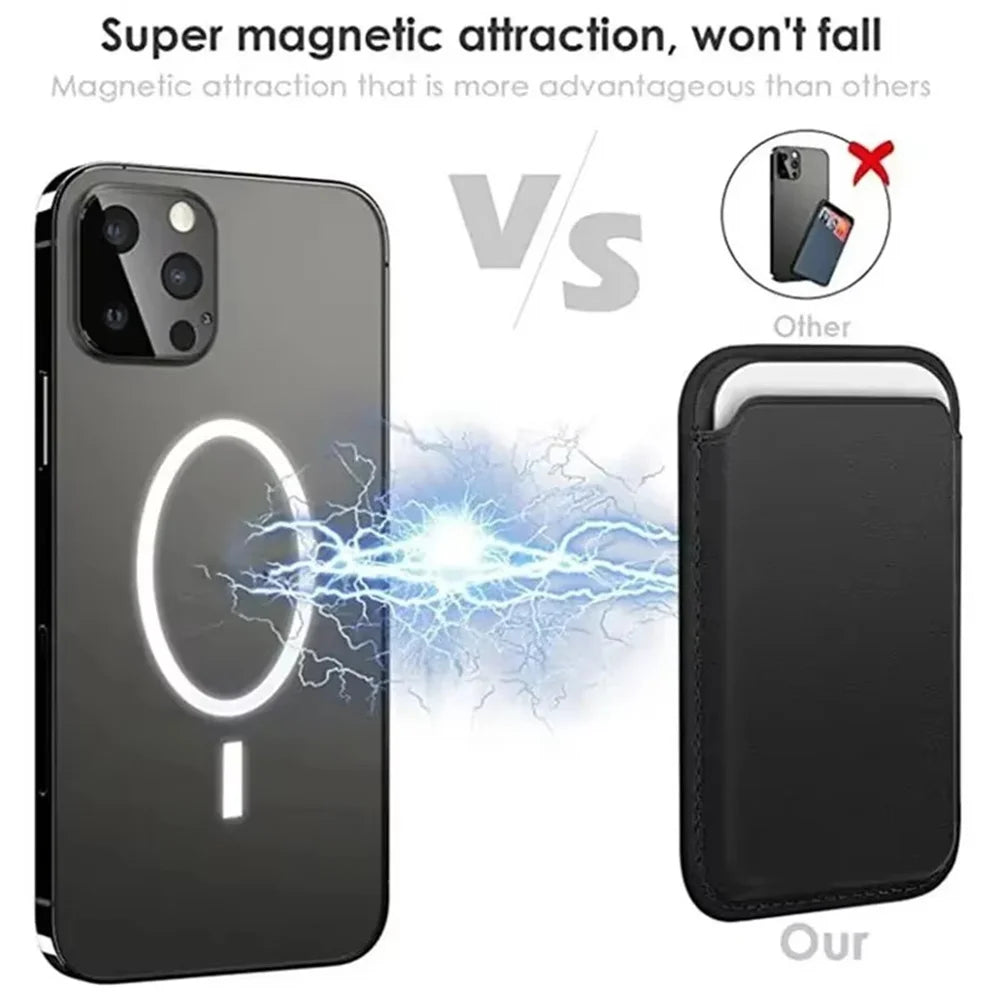 Leather MagaSafe Wallet & Magnetic Case for iPhone & Samsung | Magnet Card Holder Phone Cover