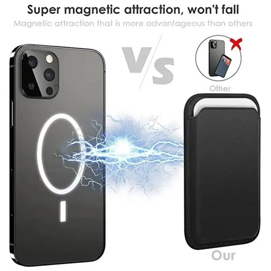 Leather MagaSafe Wallet & Magnetic Case for iPhone & Samsung | Magnet Card Holder Phone Cover