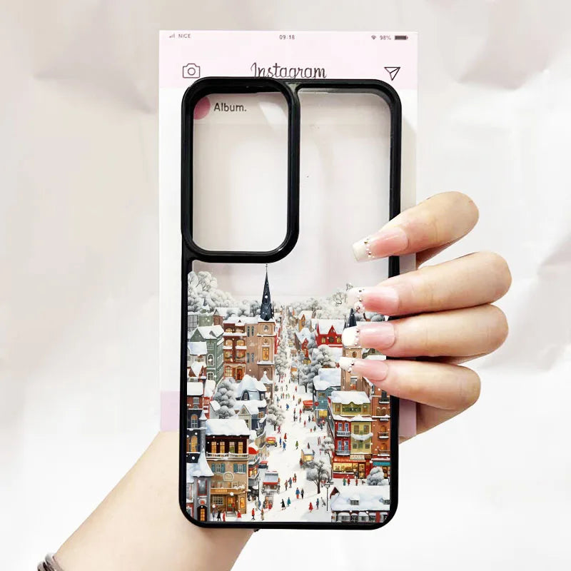 Cute Winter Snow Christmas Santa Case for Samsung Galaxy S23–S25 Series | Clear Holiday Phone Cover