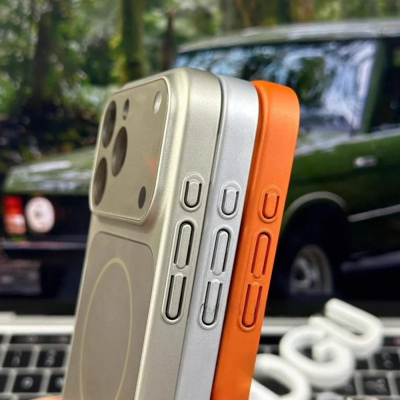 Original Glass Nano Matte Lens Protect Phone Case For iPhone 17 Air 16 15 14 13 Pro Max 17 Pro For Magsafe Wireless Charge Funda