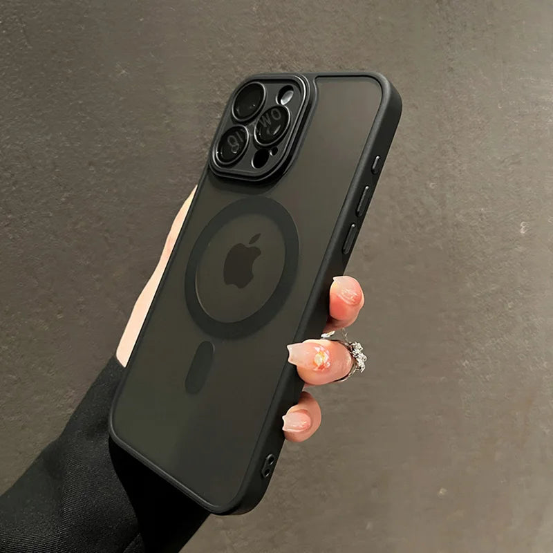 Luxury Matte Armor For Magsafe Magnetic Wireless Charging Case For iPhone 11 12 13 14 15 16 Pro Max Plus Shockproof Cover