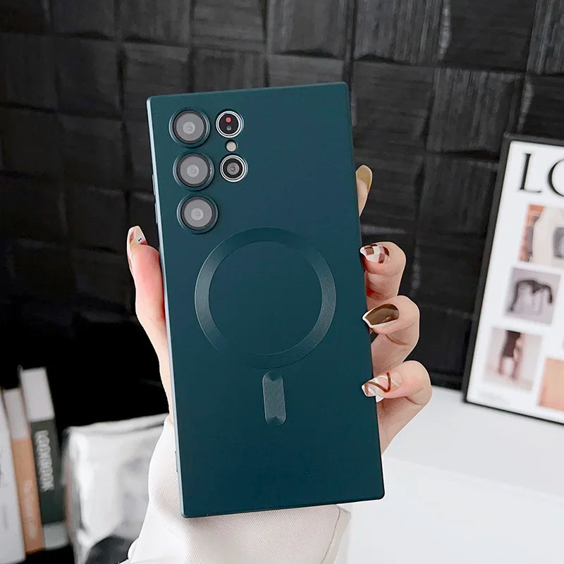 Luxury Magsafe Magnetic Wireless Charging Phone Case For Samsung S24 Ultra S23 S22 S21 S25 Ultra Note 20 Ultra Plus Bumper Cover